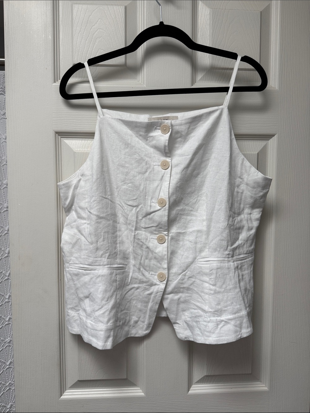 LOFT White Linen Button-Front Cami